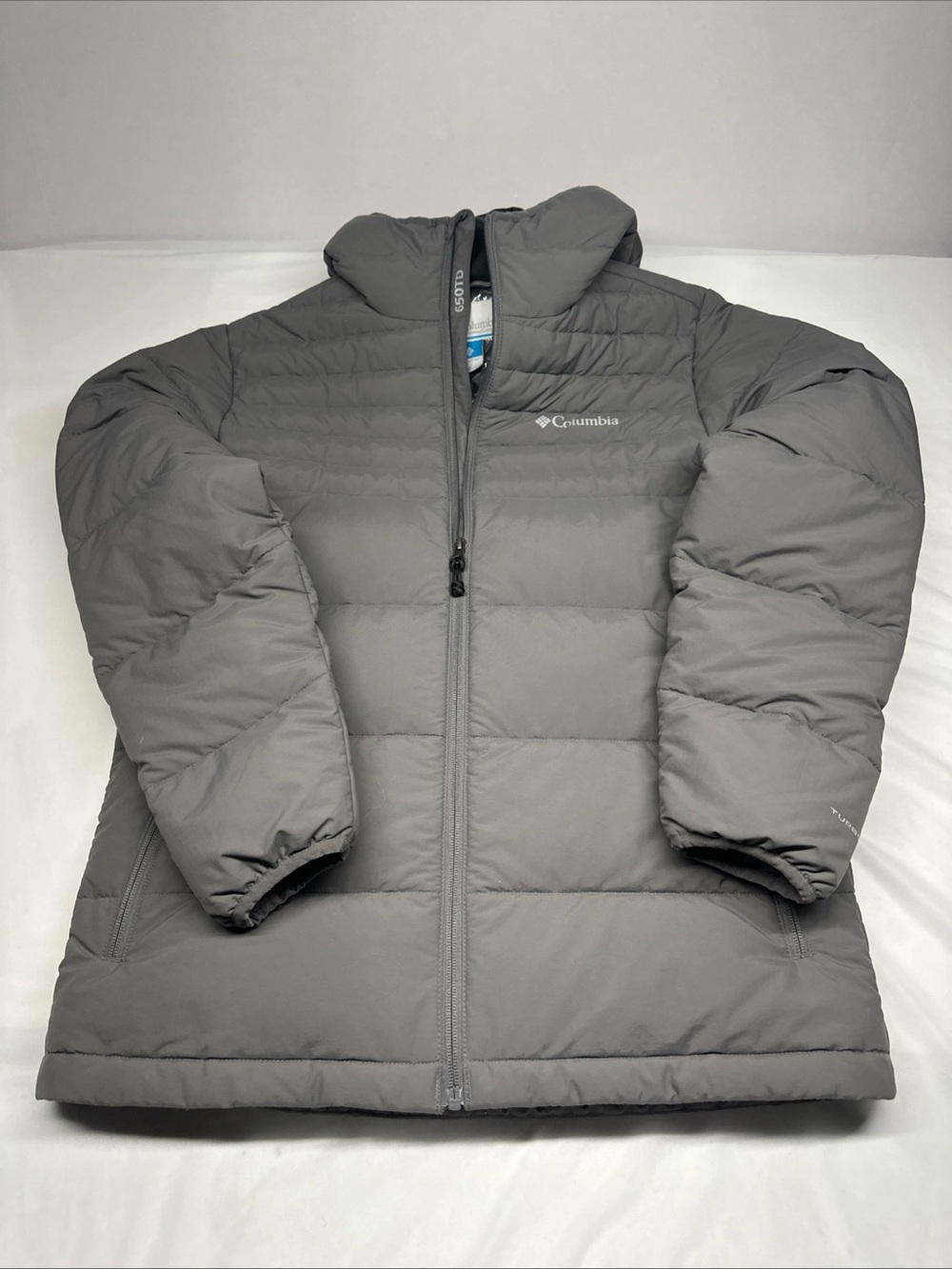 Columbia Gray Hooded Men's Puffer Jacket